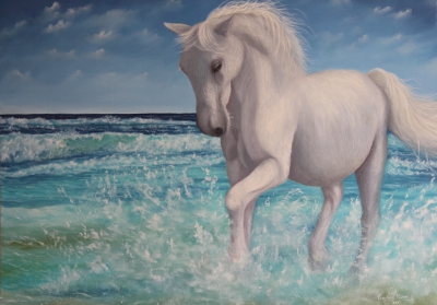 White horse at sea