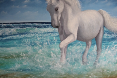 White horse at sea