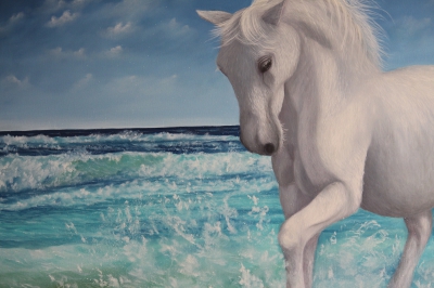 White horse at sea