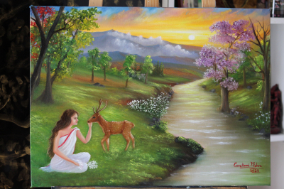 Shakuntala - Oil landscape Painting