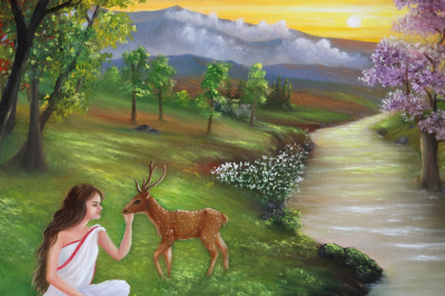 Shakuntala - Oil landscape Painting