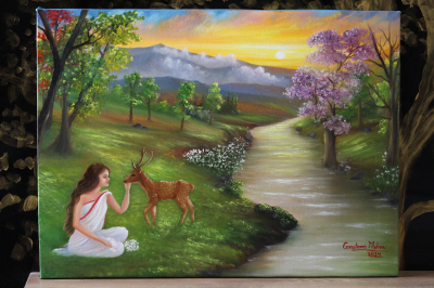 Shakuntala - Oil landscape Painting