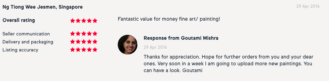 Goutami Mishra review from Singapore